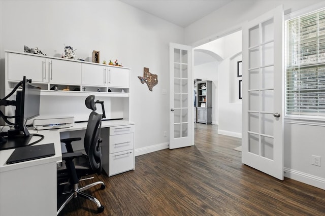 5009 Chisholm View Dr, Fort Worth, TX 76123 - office space featuring french doors, dark wood-style flooring, and baseboards