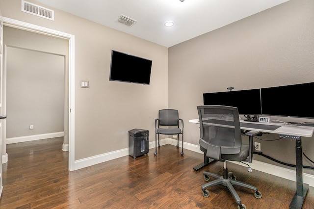 12604 Ocean Spray Dr, Frisco, TX 75036 - home office featuring baseboards, wood finished floors, and recessed lighting