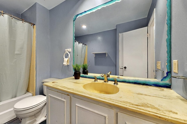 3714 Burning Tree Ln, Garland, TX 75042 - bathroom with toilet, vanity, and shower / tub combo with curtain