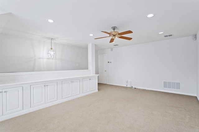 2701 Royal Troon Dr, Plano, TX 75025 - empty room featuring recessed lighting, light colored carpet, ceiling fan, and baseboards