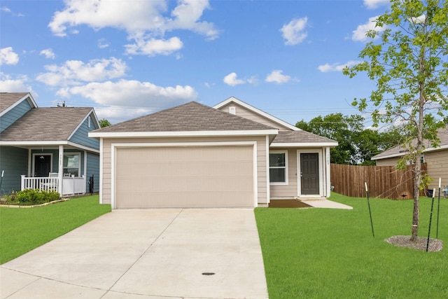 7709 Lindheimer Ln, Mckinney, TX 75071 - single story home with a shingled roof, concrete driveway, a porch, and an attached garage