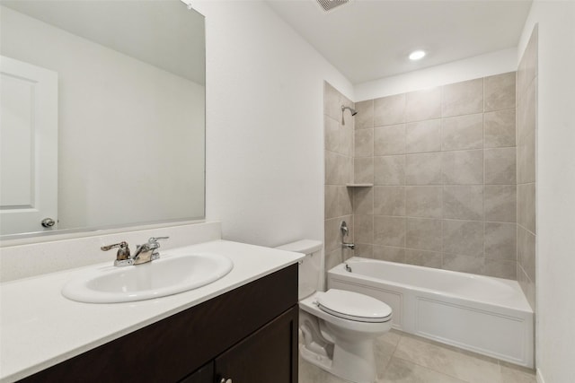 7709 Lindheimer Ln, Mckinney, TX 75071 - full bathroom featuring tile patterned floors, toilet, vanity, and shower / bathtub combination
