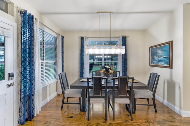 dining room with wood finished floors and baseboards