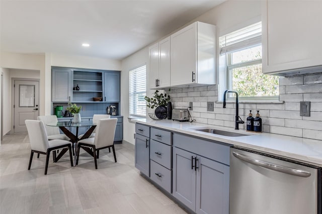 7728 La Bolsa, Dallas, TX 75248 - kitchen with dishwasher, a sink, open shelves, plenty of natural light, and recessed lighting