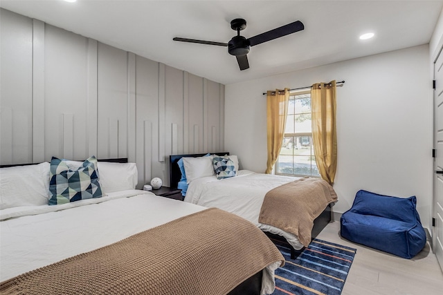 7728 La Bolsa, Dallas, TX 75248 - bedroom with wood finished floors, ceiling fan, and recessed lighting