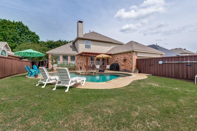 view of pool featuring a patio area and a pergola