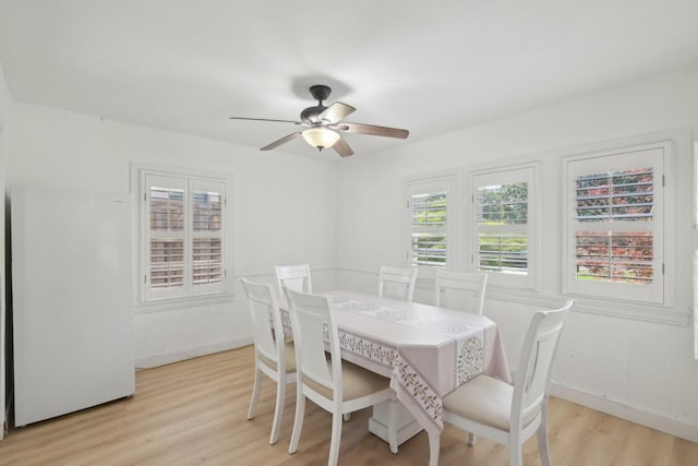 4516 Mockingbird Ln, University Park, TX 75205 - dining space featuring light wood-style flooring, ceiling fan, and baseboards