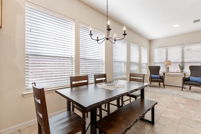409 Rosemont Ln, Fairview, TX 75069 - dining room with a chandelier, light tile patterned flooring, and baseboards