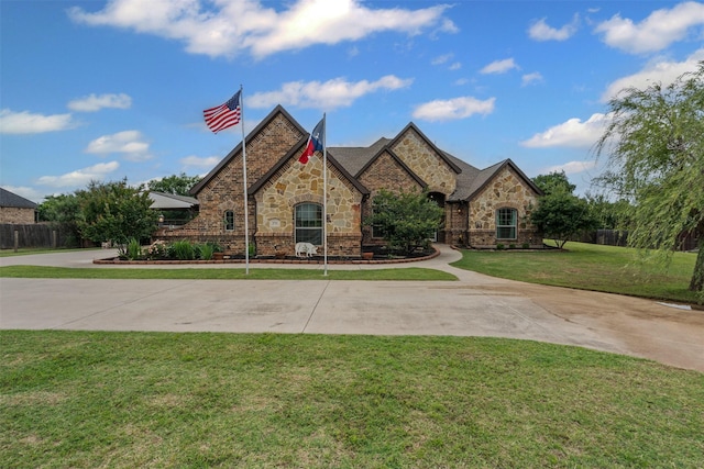 view of front facade with stone siding