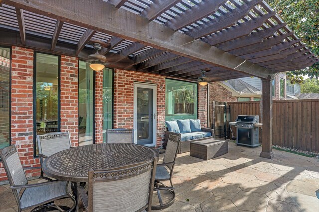 5250 Pueblo Ln, Frisco, TX 75034 - view of patio with area for grilling, fence, a pergola, and outdoor dining space