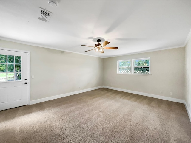 8 Woodmoor Cir, Lucas, TX 75002 - spare room with crown molding, baseboards, a ceiling fan, carpet, and a smoke detector