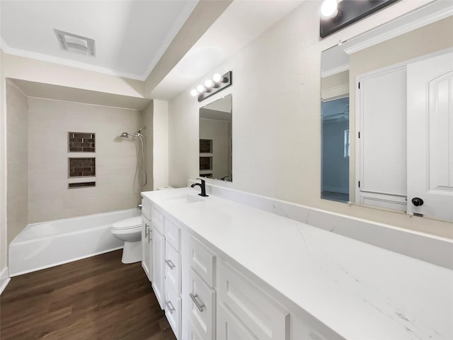8 Woodmoor Cir, Lucas, TX 75002 - bathroom featuring toilet, wood finished floors, vanity, tub / shower combination, and crown molding