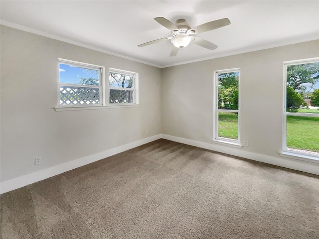 8 Woodmoor Cir, Lucas, TX 75002 - carpeted empty room featuring healthy amount of natural light, baseboards, crown molding, and a ceiling fan