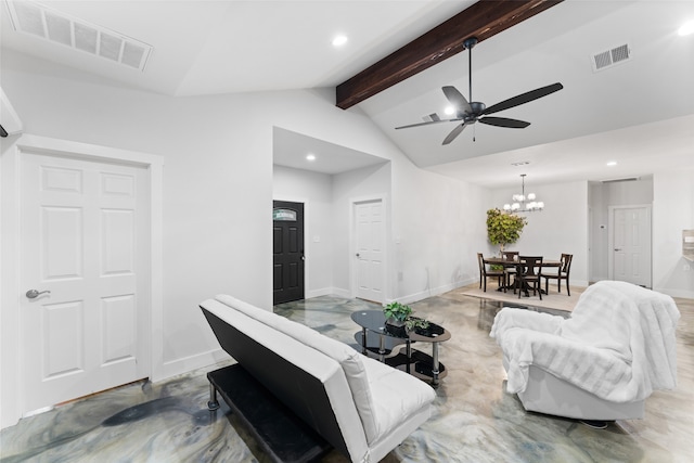 555 Advance Rd, Weatherford, TX 76088 - living area featuring a chandelier, recessed lighting, ceiling fan, and baseboards