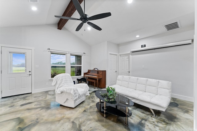 555 Advance Rd, Weatherford, TX 76088 - living area with concrete floors, baseboards, a ceiling fan, and recessed lighting