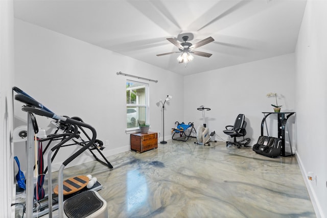555 Advance Rd, Weatherford, TX 76088 - workout room with ceiling fan and baseboards