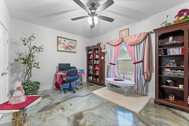 555 Advance Rd, Weatherford, TX 76088 - office featuring ceiling fan, baseboards, and finished concrete floors