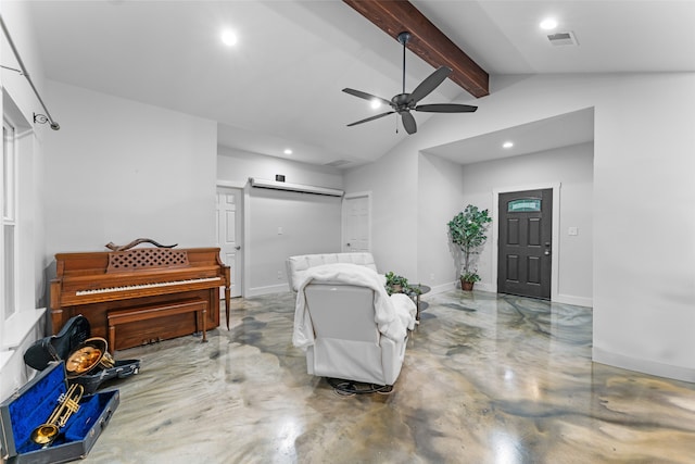 555 Advance Rd, Weatherford, TX 76088 - living area with ceiling fan, recessed lighting, concrete flooring, and baseboards