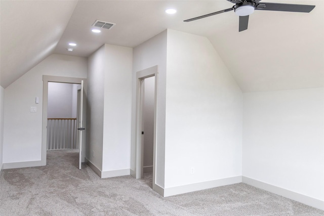 196 Jim Walter Dr, Runaway Bay, TX 76426 - bonus room featuring vaulted ceiling, carpet floors, a ceiling fan, recessed lighting, and baseboards