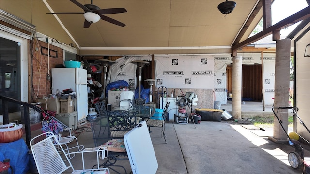 view of patio featuring a ceiling fan