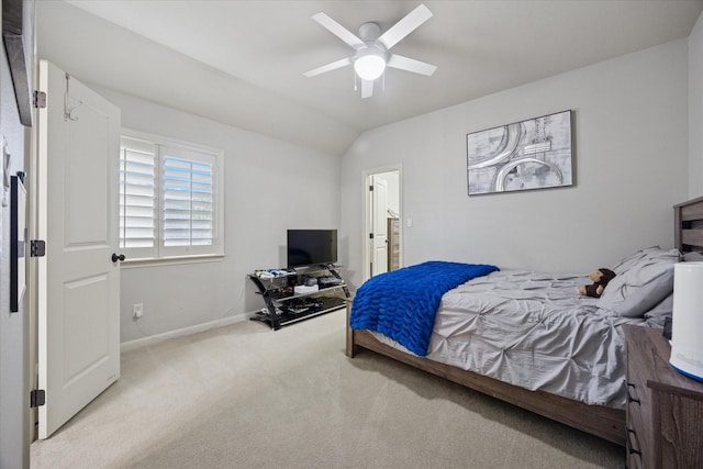580 Butchart Dr, Prosper, TX 75078 - bedroom featuring lofted ceiling, carpet flooring, baseboards, and a ceiling fan