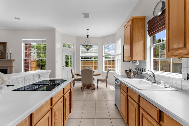 2830 Faversham Dr, Richardson, TX 75082 - kitchen with black electric cooktop, light countertops, plenty of natural light, and stainless steel dishwasher