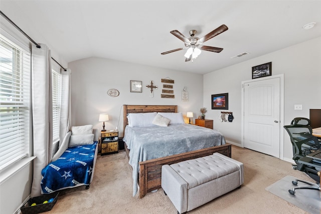 239 Springwood Ranch Loop, Springtown, TX 76082 - bedroom featuring carpet flooring, ceiling fan, and lofted ceiling