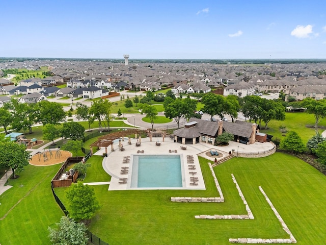 1124 Queensdown Way, Forney, TX 75126 - aerial perspective of suburban area with a pool area