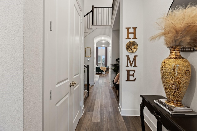 1124 Queensdown Way, Forney, TX 75126 - hallway featuring baseboards and dark wood-style flooring