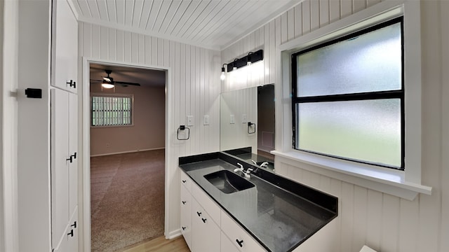 5828 Cynthia Cir, North Richland Hills, TX 76117 - bathroom featuring vanity and ceiling fan
