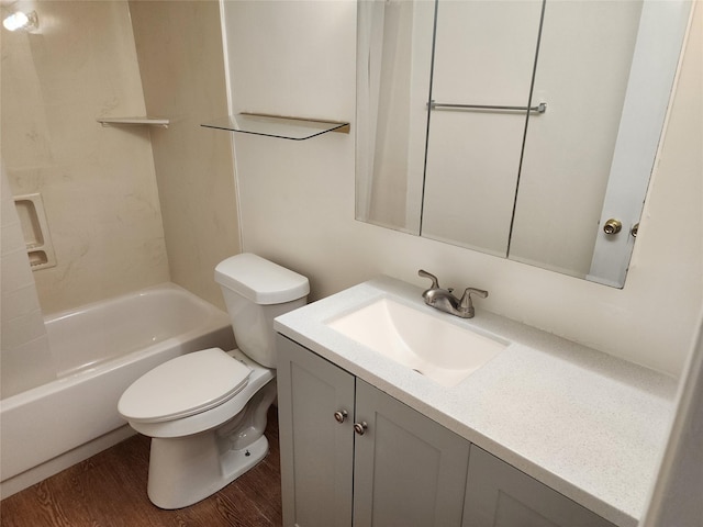 2612 Santa Barbara Dr, Grand Prairie, TX 75052 - bathroom with toilet, vanity, wood finished floors, and shower / bathtub combination