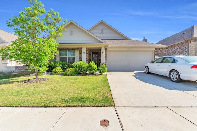 7225 Tesoro Trl, Fort Worth, TX 76131 - traditional home with a garage, a front yard, brick siding, and concrete driveway
