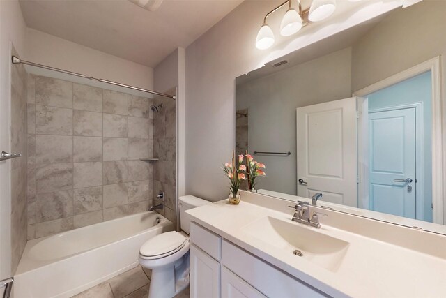 16175 Barton Creek Ln, Frisco, TX 75033 - full bath with tile patterned floors, toilet, vanity, and bathing tub / shower combination