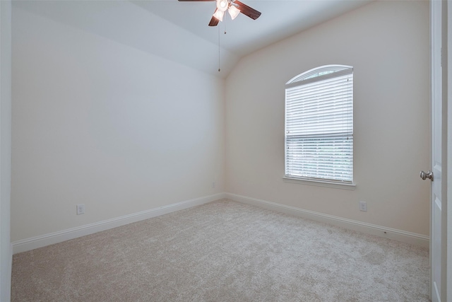 15429 Pioneer Bluff Trl, Fort Worth, TX 76262 - carpeted empty room featuring ceiling fan, lofted ceiling, and baseboards