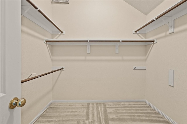 walk in closet featuring carpet floors