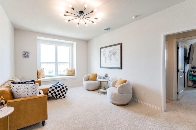 3228 Saddle Brook Rd, Celina, TX 75009 - sitting room with a chandelier, carpet flooring, and baseboards