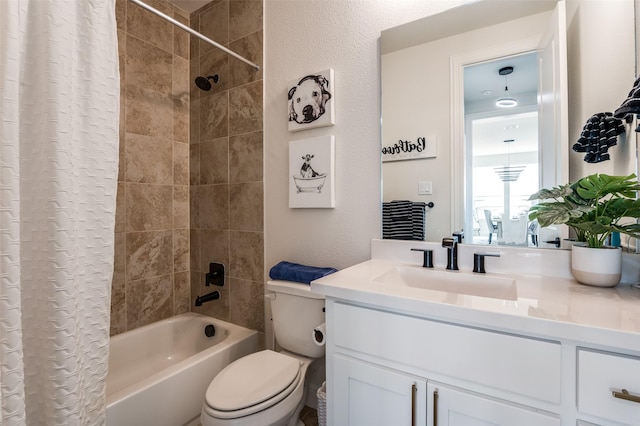 3228 Saddle Brook Rd, Celina, TX 75009 - bathroom with toilet, vanity, shower / bath combo, and a textured wall