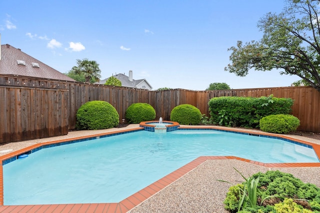 2445 Sky Harbor Dr, Plano, TX 75025 - view of pool with a fenced backyard and a pool with connected hot tub