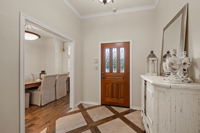 508 Quail Crest Dr, Colleyville, TX 76034 - foyer entrance featuring crown molding, baseboards, and light wood-type flooring
