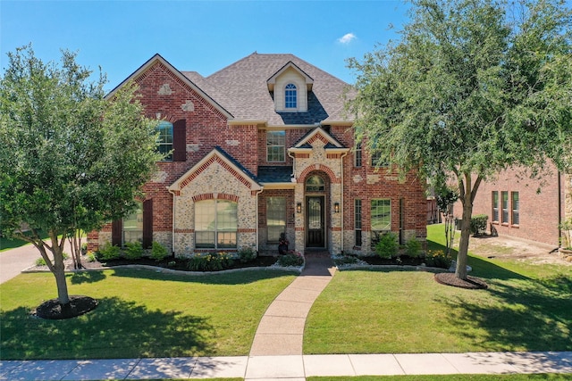2512 Mona Vale Rd, Trophy Club, TX 76262 - view of front of house featuring brick siding, a front lawn, and a shingled roof