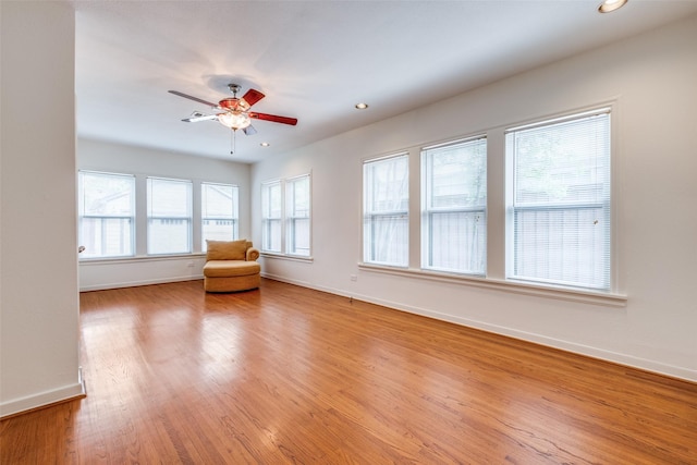 5322 Stoneleigh Ave, Dallas, TX 75235 - unfurnished room with baseboards, light wood finished floors, a ceiling fan, and recessed lighting