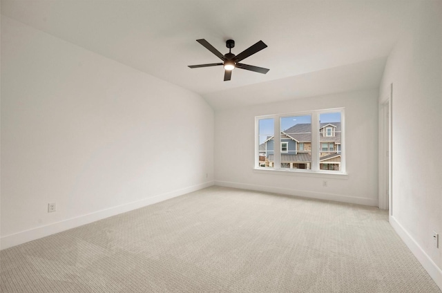 4702 Smokey Quartz Ln, Arlington, TX 76005 - empty room with light colored carpet, baseboards, ceiling fan, and lofted ceiling