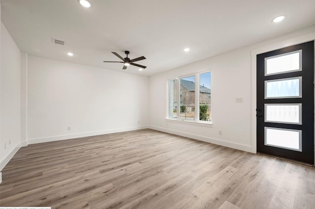 4702 Smokey Quartz Ln, Arlington, TX 76005 - unfurnished room featuring recessed lighting, light wood-style flooring, baseboards, and a ceiling fan