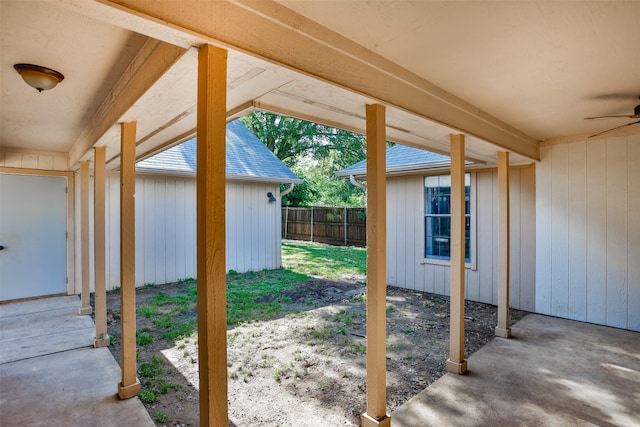 1916 N Lake Trl, Denton, TX 76201 - view of patio / terrace featuring ceiling fan and fence