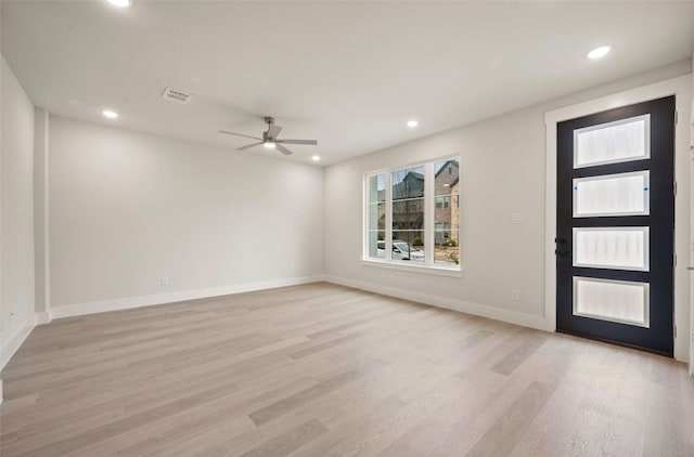 4732 Smokey Quartz Ln, Arlington, TX 76005 - entrance foyer with light wood-style flooring, recessed lighting, ceiling fan, and baseboards