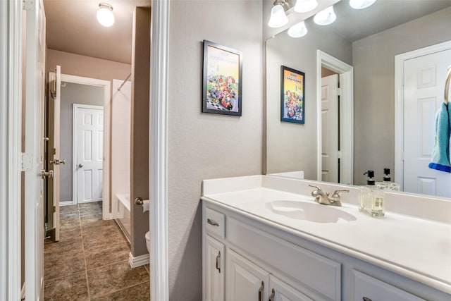1615 San Andres Dr, Frisco, TX 75033 - full bathroom with toilet, vanity, tile patterned flooring, and shower / bath combination with curtain