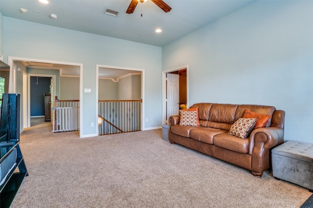 1615 San Andres Dr, Frisco, TX 75033 - carpeted living area featuring a ceiling fan and baseboards