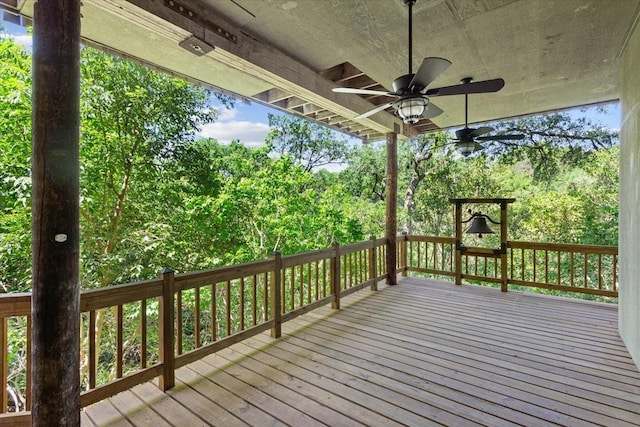 3020 N 43rd St, Waco, TX 76710 - wooden terrace with a ceiling fan