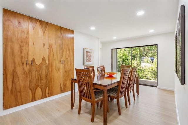 3020 N 43rd St, Waco, TX 76710 - dining area featuring light wood-style floors, recessed lighting, and baseboards