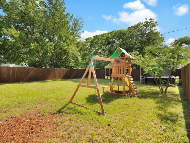 624 Hallvale Dr, White Settlement, TX 76108 - view of play area with a trampoline